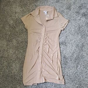 Gold Button Down Collared Dress